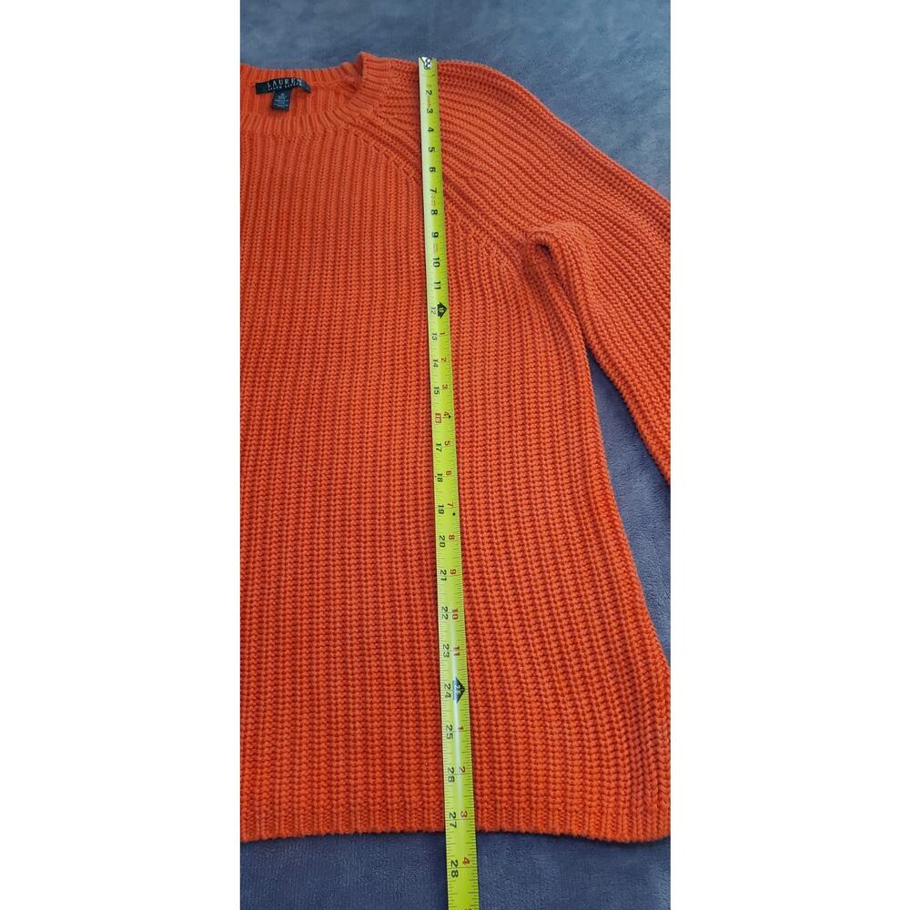 Lauren Ralph Lauren Sz 1X Cable Knit Sweater Coral Orange Women’s 100% Cotton C5 - Picture 2 of 9